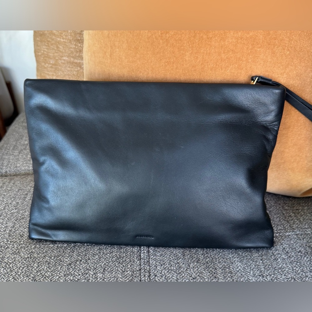 AllSaints Bettina Black Smooth Leather Clutch